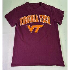Virginia Tech Hokies‎ Maroon Orange VT College T Shirt Mens Small
